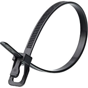 RETYZ 10-Inch Black Reusable Releasable Cable Ties – 20 Pack, 50 lb Strength, Patented Quick-Release, Tool-Free Design for Home, Office, and Light Industrial Use