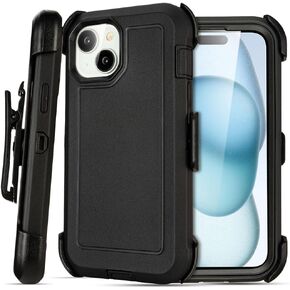 for Black iPhone 16 Plus Case with Belt Clip, for Shockproof iPhone 16 Plus Case Heavy Duty,3 Layers of Sturdy,Anti-Drop,Military-Grade Defender Cover for iPhone 16 Plus Case Black