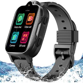 4G GPS Smart Watch for Kids GPS Tracker Phone Watch Whatsapp Video Call SOS Alarm Voice Chat Message and Text Real-Time Elderly Tracking Smartwatch for Age 3-15 Gift Black