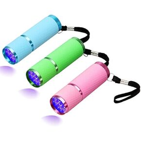 Coolrunner 3pcs LED Flashlight, Small Glow Flashlights with 9 LED Lights, Portable Light Nail Dryer for Nail Gel (MIXCOLOR)