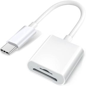 Apple USB-C to SD & TF Card Camera Reader for iPhone 15/15 Plus/ 15 Pro/ 15 Pro Max, MacBook Pro M1 Air, iPad Pro/Air, iMac, Surface, Galaxy S22/S21 Ultra and Other USB C Devices (White-2)