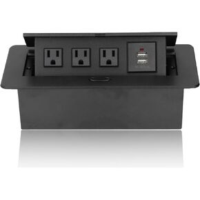 AC125V 10A Pop Up Outlets, Waterproof Heat Resistant Aluminum Alloy Recessed Countertop Outlet Connectivity Box, Power Strip Pop Up Socket for Home Office Table Conference Room Countertop