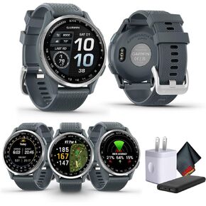 Garmin Approach S44 Essential Golf Watch with GPS, AMOLED Display, On-Course Features, Sports and Fitness Smartwatch, Silver Aluminum Bezel with Twilight Silicone Band Bundle