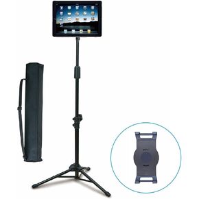 Aidata US-5009B ViewStand Universal Tablet Tripod Base, Height Adjustable Pole from 70 - 146cm (27.6" to 57.5"), Strong Spring Bracket Fits Most 7.9" to 13" Tablets, Comes with Carry Bag