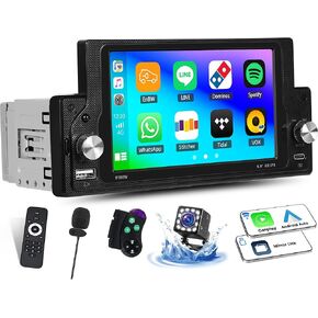 Camecho Single DIN Car Stero مع Carplay/Android Auto ، 5.9 بوصة IPS شاشة اللمس كاميرا احتياطية للسيارة Wirh ، و Car Raido Link/Bluetooth Handsfree/FM/USB/Type-C/EQ/SWC/Charging السريع in Kuwait