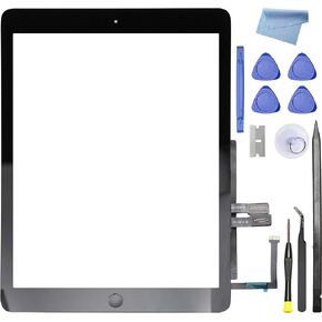 استبدال الشاشة لـ iPad 6th - مجموعات قطع أرقام الأرقام لـ iPad 6th Gen Generation 2018 9.7 بوصة طراز A1893 A1954 مع زر المنزل وأدوات الإصلاح (أسود)