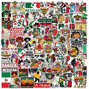 100 قطعة من ملصقات على الطراز الشعبي المكسيكي للأمتعة ، وحالات السفر ، وأدفاب الصوت ، وزجاجات المياه ، تتميز بالرسوم التوضيحية الكرتونية in Kuwait