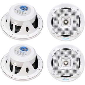 4) LANZAR AQ5CXW 5.25" 800W 2-Way Marine Boat Speakers Water Resistant White