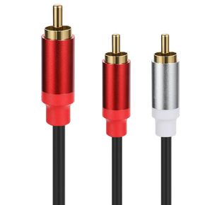 MOTONG RCA to 2 RCA Y Splitter Cable, Gold Plated RCA 1 Male to 2 Male to Male Audio Video Cable Cord Wire for Home Theater, Subwoofer, CD Player, 0.3M(Male to Male)