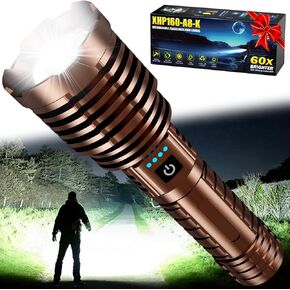 Flashlights High Lumens Rechargeable, 2400000LM Super Bright Flash Light, 5 Modes LED Flashlight Adjustable, 31H Long Runtime, Handheld Waterproof Powerful Flashlight for Home Camping Hiking