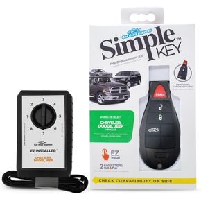 Simple Key, Key Fob and Key Programmer with Interchangeable 3 & 4 Button Keypads Compatible for Select Chrysler, Dodge, Jeep, Ram, Volkswagen Vehicles, Simple Key Replacement Kit