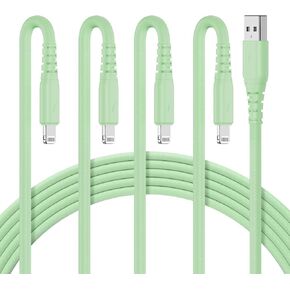 4Pack 6ft iPhone Charger Cable, [Apple MFi Certified] Long Apple Lightning to USB Cable 6 Feet, iPhone Charging Cord 6 Foot for Apple iPhone 13 Pro Max/12 mini/11/XS MAX/XR/8/7/6s/SE iPad Light Green