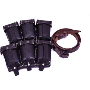 WWII German K98 Triple Ammo Leather Pouch Set (Repro) - (Free K98 Sling)