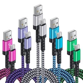 Type C Charger Cable,[ 5 Pack, 3ft 3 ft 6ft 6ft 10 ft ], 3A Android Phone Cord Fast Charging for Samsung Galaxy A12, A13,A01, S22,S21 FE 5G,S20,S10 A20,A50,Z Flip 3,Z Fold 3,20