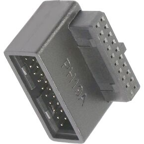 90 Degree USB 3.0 Motherboard Adapter 19 Pin/20 Pin Male to Female L Turn Right Angle Socket Extension Coupler for Desktop Motherboard Up Angle PH19A