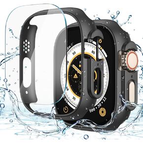 Misxi [2+2 Pack Case for Apple Watch Ultra 2 / Ultra 49mm, Hard PC Bumper + Tempered Glass Screen Protector [with Auto Alignment Tool Kit], Anti-Scratch Protection Cover for iWatch, Transparent
