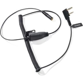 Universal Ham Radio Earpiece Adapter Cable, 2 Pin K Type to 3.5mm Female Headset Line with Built-in Mic and PTT Compatible with UV-5R Kenwood Retevis Quangsheng UV-K5 UV-K6 Walkie-Talkie