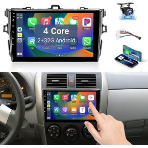Leadfan Android 12 Car Stereo for Toyota Corolla 2008 2009 2010 2011 2012 Radio with Wireless Carplay Android Auto 9'' Touchscreen in-Dash Bluetooth WiFi GPS Navigation SWC MirrorLink + Backup Camera