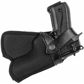 SOB Holster - 1911 Small of Back S.O.B Gun Holster - for Walther Colt Browning Wilson Sig Kimber Para Ordnance Beretta 92FS Springfield Champion Pistols - Nylon & Leather OWB Belt Holster - Right Hand