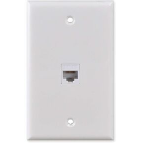 Ethernet Wall Plate, HTTX White 1-Port CAT6 Wall Plate with Removable F/F RJ45 Punch Down Keystone Jack Inserts [2-Pack]