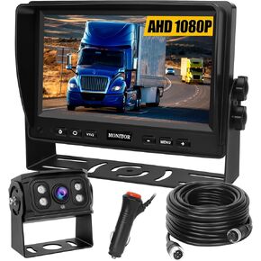 Backup Camera for Truck RV,Back up Camera with Screen Kit HD 1080P 7inch Reverse Monitor,Rear View Cameras for Trailer, Bus/Tractor/Vehicle with 170 Degree,IP69K Waterproof,IR Night Vision.