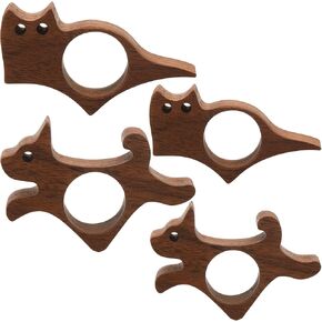 Honoson 4 Pcs Cat Dog Thumb Book Page Holder Walnut Wood Book Thumb Holder for Reading 2 Sizes Ideal Bookworm Gifts for Women Men Reading Accessories Literature Gifts