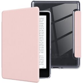 MOROCK Case for All-New 6.8" Kindle Paperwhite and Paperwhite Signature Edition (11th Generation, 2021 Released), Lightweight PU Leather and PC Clear Acrylic Back Cover, Auto Sleep/Wake, Pink