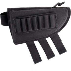 Tactical Buttstock Shotgun Rifle Shell Holder Ammo Cartridge Holder Cheek Rest Pouch Adjustable Shotgun Stock Ammo Holder for 12Ga