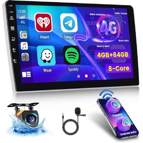 4G Module - 8 Core 4+64G Inefala Double DIN Android 13 Car Radio 9 Inch Stereo with Wireless Carplay/Android Auto, HD Touch Screen Head Unit - WiFi GPS BT5.0 FM/AM/RDS DSP/32EQ SWC Backup Camera
