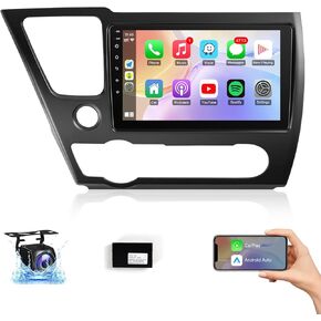 Leadfan Android Car Radio for Honda Civic 2013 2014 2015 2016 2017 Car Stereo with Wireless Carplay Android Auto, 9 Inch Touch Screen, Blutooth FM GPS WiFi SWC EQ Split Screen Canbus