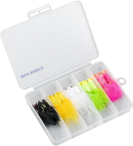 Marabou Jigs Fishing Lure Kit,20Pcs Marabou Feather Jigs Lures,Crappie Jig Heads with Hooks for Perch Panfish Sunfish Bluegill Trout Fishing Jigs 1/8oz 1/16oz 1/32oz in Saudi Arabia