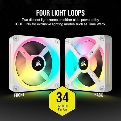 Corsair ICUE Link QX120 RGB 120mm Magnetic Dome RGB - مجموعة أدوات Starter Triple Fan مع مركز نظام ICUE - White (متجدد) in Saudi Arabia