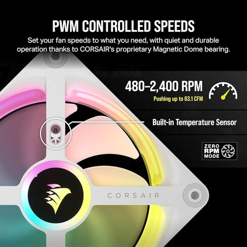 Corsair ICUE Link QX120 RGB 120mm Magnetic Dome RGB - مجموعة أدوات Starter Triple Fan مع مركز نظام ICUE - White (متجدد) in Saudi Arabia