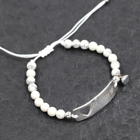 Natural White Turquoise & Matte Black Onyx Beads Bracelets Set - His and Hers Magnetic Bracelets Couples Distance Gifts for Boyfriend and Girlfriend in Kuwait