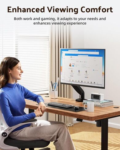 حامل شاشة فردي بسيط ، حامل ذراع شاشة ربيع غاز قابلة للتعديل بالكامل لشاشات 13-27 بوصة ، Vesa 75x75mm و 100x100mm in Kuwait