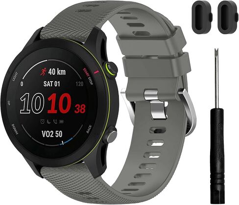 TopPerfekt Sport Bands Compatible with Garmin Forerunner 255（22mm）/ 255 music (22mm) / 255S (18mm) / 255S music (18mm) Watch Band, Adjustable Silicone Sports Strap Replacement Band for Men Women in Kuwait