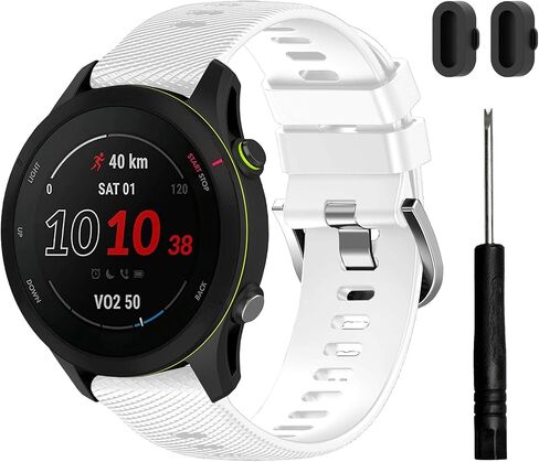 TopPerfekt Sport Bands Compatible with Garmin Forerunner 255（22mm）/ 255 music (22mm) / 255S (18mm) / 255S music (18mm) Watch Band, Adjustable Silicone Sports Strap Replacement Band for Men Women in Kuwait