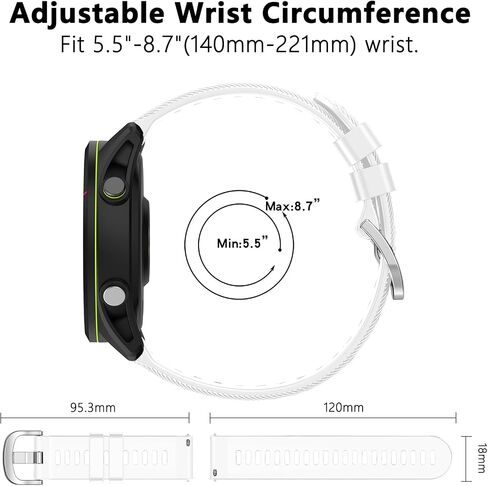 TopPerfekt Sport Bands Compatible with Garmin Forerunner 255（22mm）/ 255 music (22mm) / 255S (18mm) / 255S music (18mm) Watch Band, Adjustable Silicone Sports Strap Replacement Band for Men Women in Kuwait