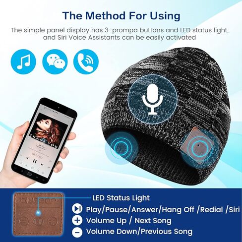 قبعة Bluetooth ، قبعة سماعات الموسيقى المحبوكة للرياضة ، اللاسلكي V5.2 Cap Winter 15 ساعة العمل من نوع C Charge Port in Saudi Arabia
