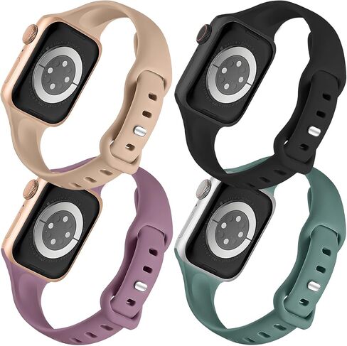 4 Pack Slim Watch Band متوافق مع Apple Watch Band 38mm 40mm 41mm ، Silicone Slim Sport Watch Band متوافق مع Iwatch Apple Watch Series Ultra 8 7 6 5 4 3 2 1 SE Women in Saudi Arabia