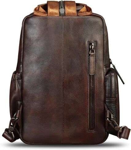 Genuine Leather Silng Bag for Men and Women Large Leather Sling Backpack Purse Crossbody Bag for Ipad Pro 12.9 inch in Kuwait