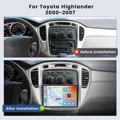 Hikity Android Car Stereo لـ Toyota Highlander 2000 2001 2002 2003 2004 2005 2006 2007 Radio 2+64g 9 inch touchscreen Car Radio Carplay Android Auto GPS Navigation WiFi Bluetooth FM EQ Camera in Saudi Arabia