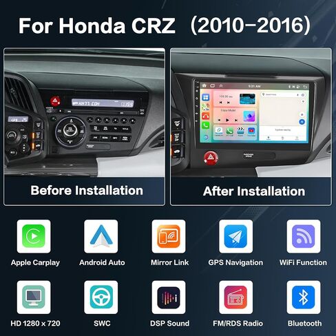 8-core 4+64g Android 13 Stereo للسيارة لـ Honda CRZ 2010-2016 ترقية راديو ، وشاشة HD Touch 9 " in Saudi Arabia