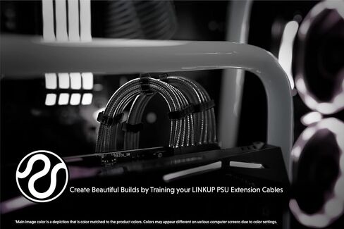 LINKUP - AVA 30cm PSU Cable Extension Sleeved Custom Mod GPU PC Braided w/Comb Kit | 1 x 24 P (20+4) | 2 x 8 P (4+4) CPU | 2 x 8 P (6+2) GPU Set | 300mm - Black in Saudi Arabia