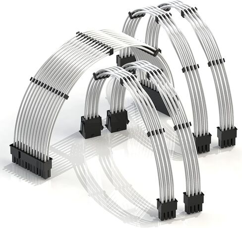 Linkup - AVA 30cm PSU Extension Extension Sleeved Mod Mod GPU PC مضفر مع مجموعة CING | 1 × 24 P (20+4) | 2 × 8 P (4+4) وحدة المعالجة المركزية | 2 × 8 P (6+2) مجموعة GPU | 300mm - أسود in Kuwait