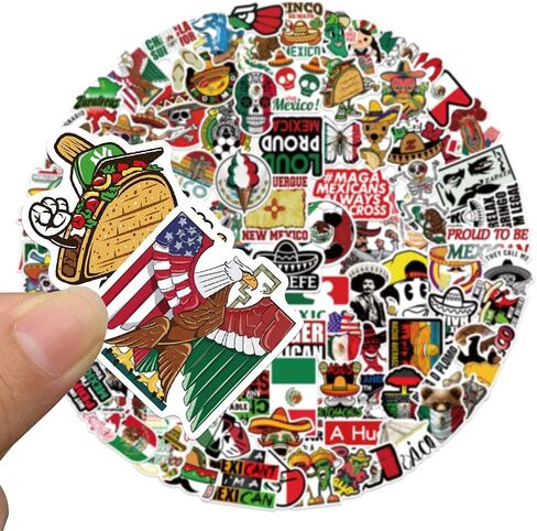 100 قطعة من ملصقات على الطراز الشعبي المكسيكي للأمتعة ، وحالات السفر ، وأدفاب الصوت ، وزجاجات المياه ، تتميز بالرسوم التوضيحية الكرتونية in Kuwait