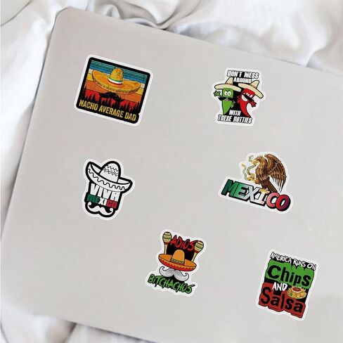 100 قطعة من ملصقات على الطراز الشعبي المكسيكي للأمتعة ، وحالات السفر ، وأدفاب الصوت ، وزجاجات المياه ، تتميز بالرسوم التوضيحية الكرتونية in Kuwait