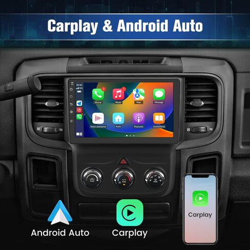 4G+64G QUALCOMM CAR Stereo for Dodge RAM 1500 2500 3500 2013 2014 2015 2017 2017 Android 13 with Carroid Auto Bluetooth GPS WiFi in Kuwait