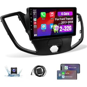 Stereo Leadfan Car Stereo لـ Ford Transit 2013-2019 ترقية الراديو مع Carplay Wireless Android Auto ، 9 بوصة الشاشة التي تعمل باللمس في Bluetooth 5.1 WiFi GPS SWC SWC Camera (2+32G)