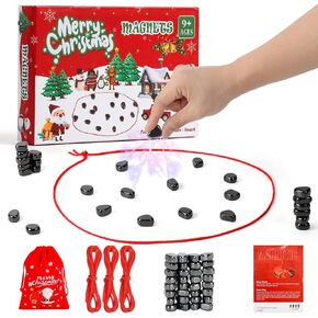 Magnetic Chess Game - 32 Stones with 3 Strings, Portable Educational Brain-Teasing Game, for Kids and Adults, Family Fun Party Game